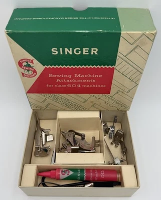 VTG Singer Sewing Machine Attachments For Class 604 With Box - Image 1 of 4