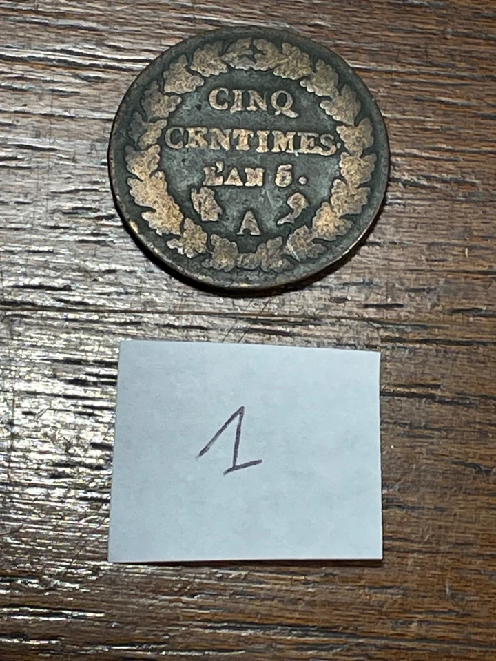 Monnaie France 5 Centimes Dupré An 6 A 6 sur 5 Coq sur Corne (10-45) - Photo 1/4