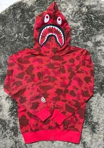 A Bathing Ape Shark Hoodie Red M 120731 - Picture 1 of 7