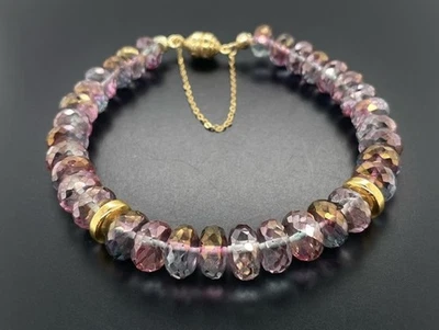 ARMBAND 585/- GELBGOLD MIT MYSTIC FIRE TOPAS & HÄMATIT FACETTENREICH SCHMUCKJAGD - Bild 1 von 4