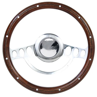 Billet & Wood Steering Wheel w/Full Install Kit for 1969 -1993 Pontiac Firebird - Imagem 1 de 3