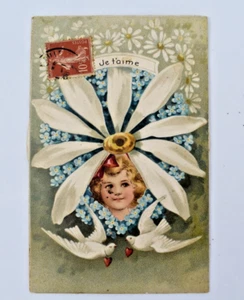 CPA CARTE POSTALE ANCIENNE A SYSTEME JE TAIME UN PEU BEAUCOUP ETC 1900 - Imagen 1 de 6