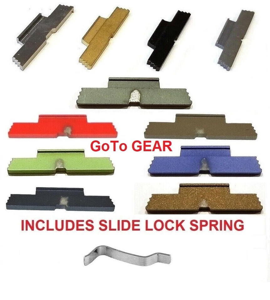 GOTO GEAR Extended Stainless Steel Slide Lock Lever Plus Spring For GLOCK 19 23 32 Gen 1-4