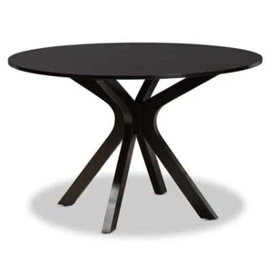 Kenji Dark Brown Wood 44 in. Cross Leg Dining Table Seats 6 - Picture 1 of 6