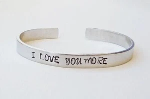 925 Sterling Silver Unisex Customize i Love You More Bangle/ Bracelet Jewelry - Picture 1 of 3
