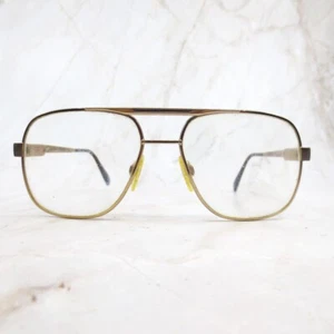 Safilo Elasta Eyeglasses Frame Men's Gold Metal Full Rim Aviator Shape 140 - Picture 1 of 6