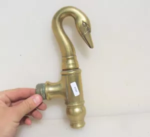 Victorian French Brass Swan Head Faucet Tap Sink Basin Antique Old 9"H - Picture 1 of 17