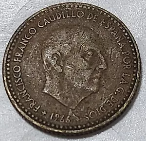 SPAIN ๐ช๐ฆ ONE (1) PESETA COIN 1966 (MINTED IN 1968) (FRANCOIST ERA) - Picture 1 of 3