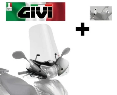 PARABREZZA TRASPARENTE COMPLETO DI ATTACCHI HONDA Vision 50-110 2017 2018 GIVI - Immagine 1 di 4