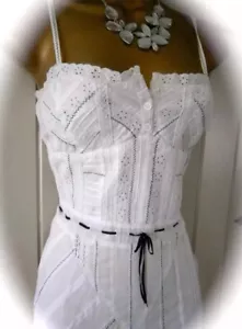 VINTAGE ❤️ White Cotton karen Millen Size 8 10 UK US 6 EU 38 Gypsy Boho Dress - Picture 1 of 11
