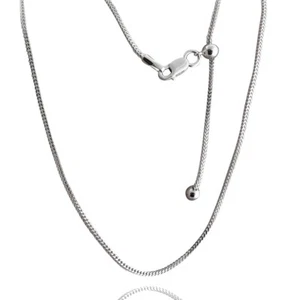 Adjustable 1.2mm Franco Chain Necklace, Adjusts to 24" -Rhodium Sterling Silver - Picture 1 of 6