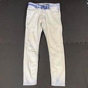 Diesel DNA Tepphar Men’s Jeans 31W 30L Distressed Shred White Blue Button Up 56 - Picture 1 of 16