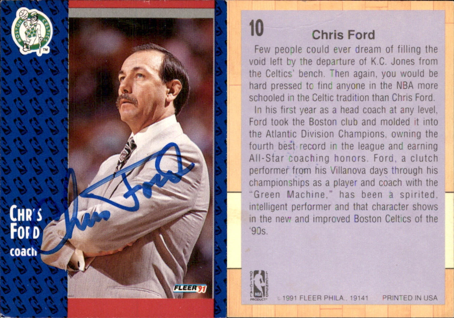 Chris Ford Signed 1991-92 Fleer #10 Card Boston Celtics Auto AU