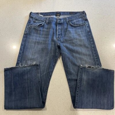 Citizens of Humanity Mens Evans Blue Jeans Distressed Wide Leg 38 x 34 - Image 1 of 4