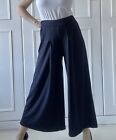 Xetra Navy Blue Wide Leg Culotte Style Pull On Trousers Size M ?