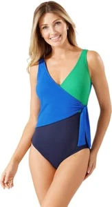 Tommy Bahama Colorblock Scoop Back One-Piece L73309 Womens Swimsuit Size 8 - Picture 1 of 4