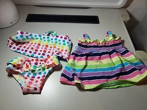Build A Bear Clothing Bikini Colorful Polka Dot & Striped Sundress Outfits - Picture 1 of 3