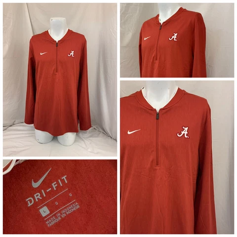 Alabama Crimson Tide Nike Pullover L Men Red ¼ Zip Poly Dri-Fit Mint YGI T1-264 Cover