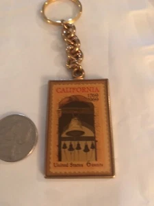 Vintage Postage Stamp Keychain 1769-1969 California Metal Keychain - Bild 1 von 4