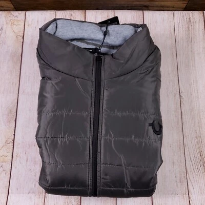 NUEVO CON ETIQUETAS $149 TRUE RELIGION Chaleco acolchado gris granito HS para hombre talla XL NUEVO Foto 1 de 4
