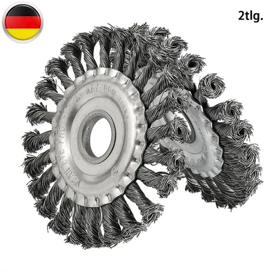 2X STAHLBÜRSTE DRAHTBÜRSTE Ø125MM GEZOPFT-KEGELBÜRSTE FÜR-FLEX WINKELSCHLEIFER. - Bild 1 von 4