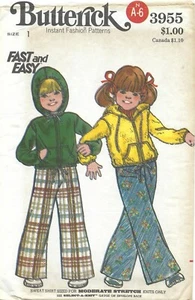 Sudadera y pantalones con capucha para niños pequeños Butterick 3955 talla 1 patrón RETRO SIN CORTAR - Imagen 1 de 4