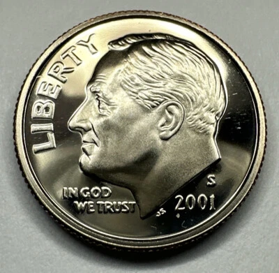 2001-S Roosevelt Proof Dime 10cent Coin from US Mint Proof Set - Image 1 of 4