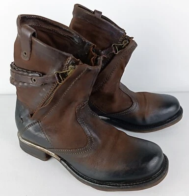 Botas de motociclista boho al tobillo de cuero marrón AirStep para mujer A.S.98 talla EU 36 Foto 1 de 4