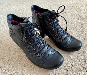 Hush Puppies Vivianna Black Victorian Steampunk Ladies Ankle Boots Size 5 - Picture 1 of 8