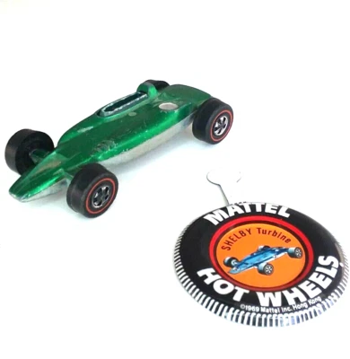 Turbina Hot Wheels Redline Shelby 1969 verde con botón hecha en Hong Kong Foto 1 de 4