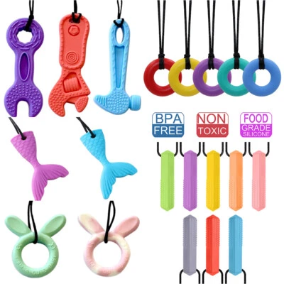 Sensory Chew Necklace Food Silicon Autism ADHD Biting Oral Teething Chewy Toy - image 1 of 4