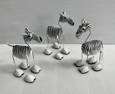 Thai Animals 3 Zebras Figure Sculpture Paper Mache Hand Painted Gift Souvenir