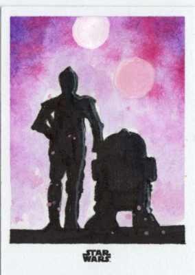 Star Wars Finest 2023 Topps 1/1 Sketch Card R2-D2 & C-3PO Artist Julie Hunt - Image 1 of 2