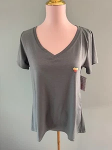 Women's LuLaRoe Christy Tee Shirt Size S Gray V-Neck Short Sleeve - Picture 1 of 6