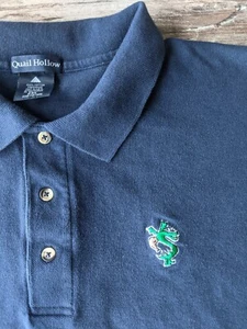 Quail Hollow 2XL Navy Blue Polo Preshrunk Knit shirt Green Dragon S embroidered - Picture 1 of 7