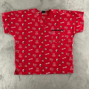 Scrub Dudz University of Nebraska Huskers Scrub Top L Unisex Lil' Red Pocket - Picture 1 of 7