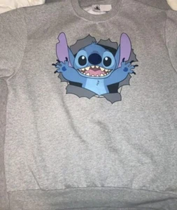 Disney World Lilo & Stitch Front to Back Gray Stitch Sweatshirt Mens 2XL - Picture 1 of 3