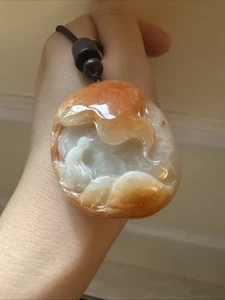 純天然翡翠A貨 手工雕 冰黃翡 悟道 Genuine Myanmar Burma Grade A Jadeite Certified Meditation - Picture 1 of 8