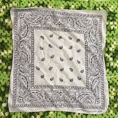 Vintage Colorfast Cotton China White Bandana Handkerchief Retro Western - Image 1 of 4