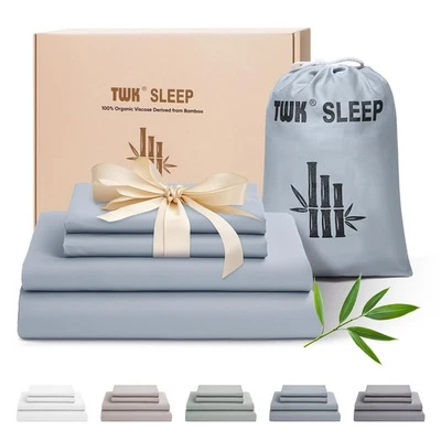 Juego de sábanas de lujo, viscosa 100 % orgánica genuina derivada de bambú, refrigeración y... Foto 1 de 4