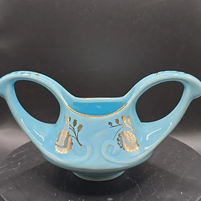 Azúcar Pearl China Co Turquesa 22KT Borde Dorado Decorado a Mano De Colección Años 50 Foto 1 de 4