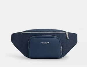 Coach Men's Denim/Dark Denim Racer Signature Jacquard & Leather Belt Bag (CW175) - Picture 1 of 8