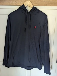 Mens Ralph Lauren Black Hooded Long Sleeve T Shirt Large - Picture 1 of 4