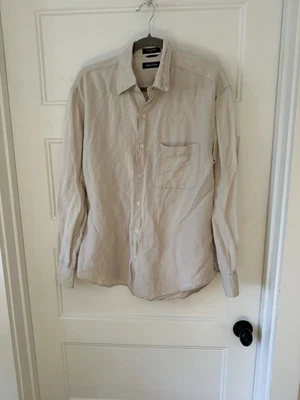 Vintage NAUTICA Men’s 90’s Linen Beige Button Up Shirt Made In Hong Kong Sz Med. - Image 1 of 4