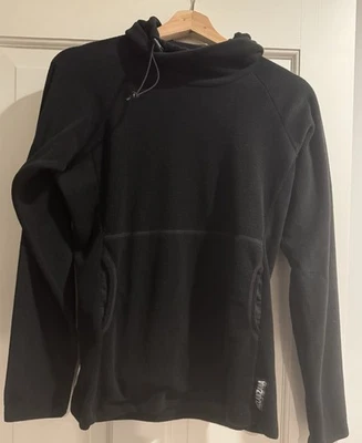 Moletom com capuz Melanzana Micro Grid lã feminino V1 preto médio - Imagem 1 de 4