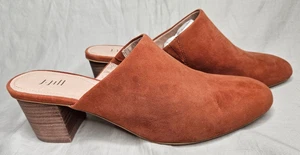 J Jill Celeste Block Heel Mules Womens Size 9.5 Slip On Brown Suede Round Toe - Picture 1 of 11