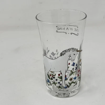 MOLLY HATCH ANTHROPOLOGIE Único Gráfico UNICORNIO Jugo Vidrio Flores RARO Foto 1 de 4