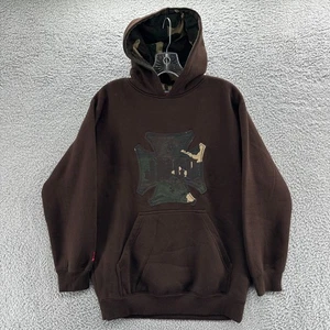 JNCO Jeans Hoodie Jugend XL braun Camouflage Spell Out Skater Grunge Y2K Retro Kapuzenpullover - Bild 1 von 13
