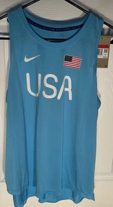 $36 Nike USA Dri-Fit Running Sleeveless Tank Shirt FJ3428-416 Women's Large NWT - Picture 1 of 8