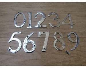 House Numbers Numerals door wall plaque sign Arts and crafts Polished chrome - Picture 1 of 1